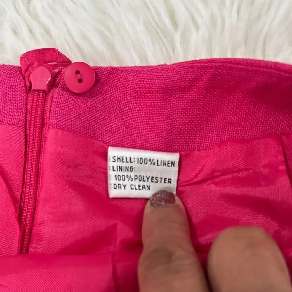 Talbots Elegant Fuchsia 100% Linen Skirt Size 8